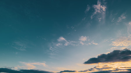 Dramatic sunset scenery, Vivid sky with colorful clouds, Calm atmospheric scene with vibrant sunset...