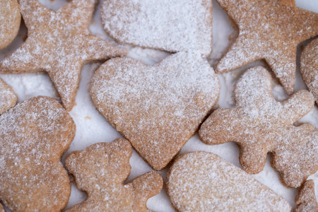 Golden brown handmade cookies with festive decoration, Closeup of lovingly crafted cookies decorated...