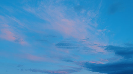 Tranquil Sky at Dusk Serene and Dreamy Cloud Patterns in Beautiful Blue and Pink Shades