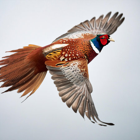 Pheasant (Phasianus colchicus) in flightの素材
