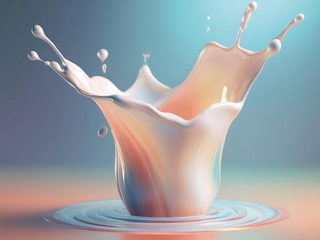Splash of milk. 3d rendering, 3d illustration.の素材