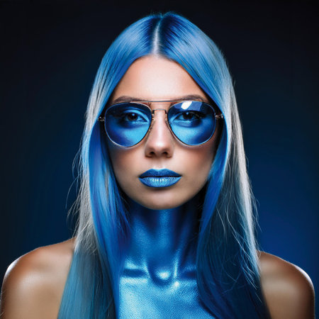 3d rendering female cyborg or robot with artificial intelligence on blurred backgroundの素材