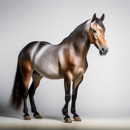 Portrait of a purebred welsh cob stallion in studioの素材