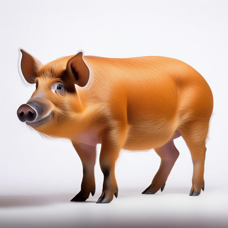 3D rendered illustration of a pig. Isolated on white.の素材