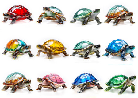 turtles isolated on a white background. turtles on a white backgroundの素材