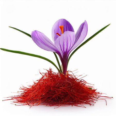 Purple crocus flower isolated on white background. Spring flowers.の素材