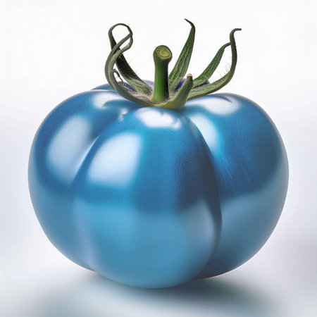 Blue tomatoes on a white background. 3d render. Isolatedの素材