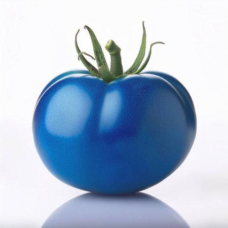 Blue tomatoes on a white background. Isolated. Studio shot.の素材