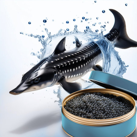 Shark and caviar in a tin can. 3d renderingの素材