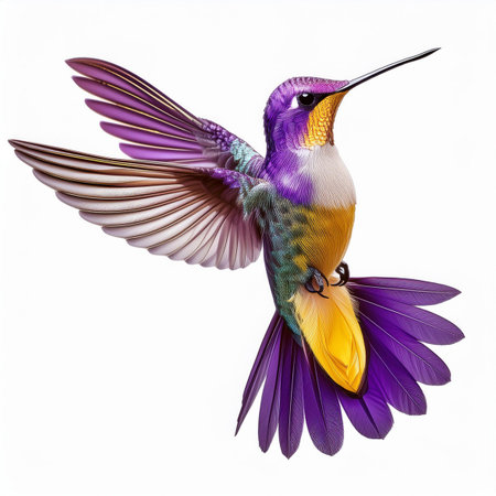 Hummingbird isolated on white background. 3D illustration. Clipping pathの素材