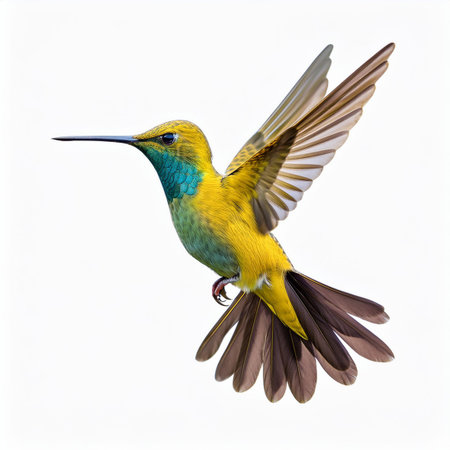 Olive-throated Bee-eater bird in flight isolated on white backgroundの素材