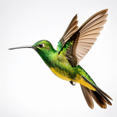 Hummingbird in flight isolated on white background. Wildlife scene from tropical jungle. Hummingbird in flight isolated on white background. Wildlife scene from tropical jungle.の素材