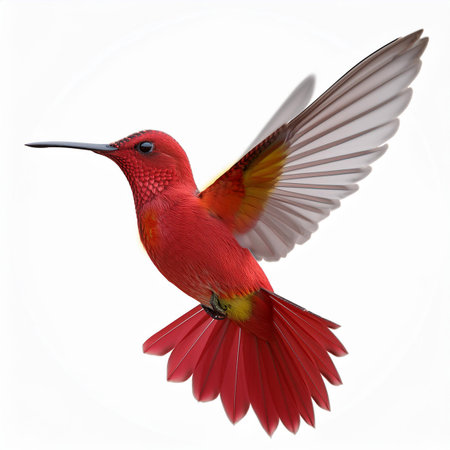 Ruby-throated Hummingbird (Archilochus colubris) isolated on white backgroundの素材