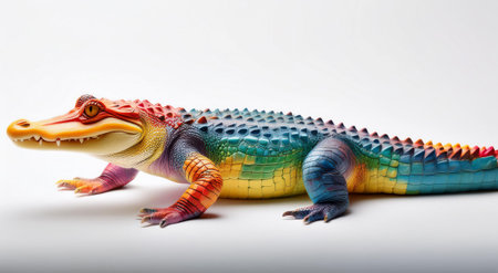 Colorful crocodile toy isolated on white background, clipping path includedの素材