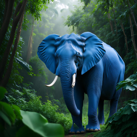 Elephant in the jungle. 3d illustration. Elements of this image furnished by NASAの素材