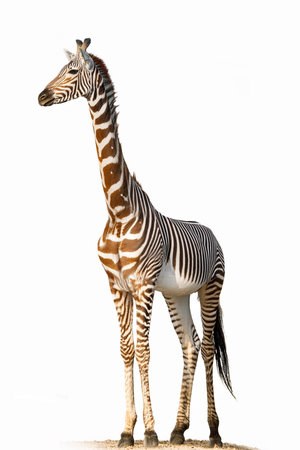 Zebra isolated on a white background. Wild animal in nature.の素材