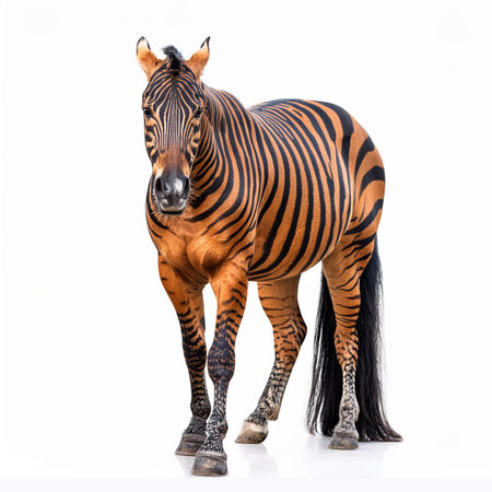 Portrait of a zebra isolated on white background. Studio shot.の素材