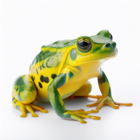 Frog isolated on white background. 3D illustration. Close-up.の素材