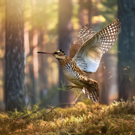 Common Snipe (Gallinago gallinago) in flightの素材