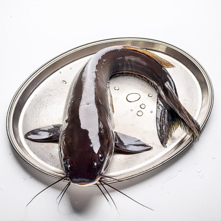 Fresh catfish on a white background. Fish on a white background.の素材