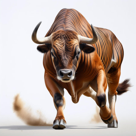 Banteng or Bull isolated on white background with clipping path.の素材