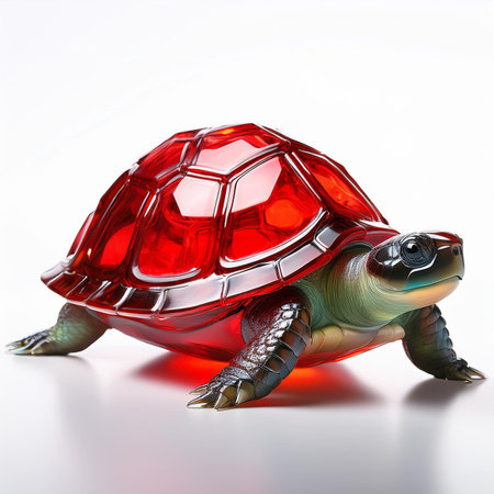 tortoise isolated on white background. 3d render illustration.の素材
