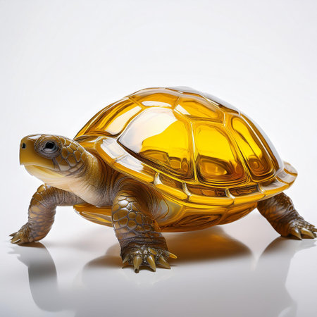 tortoise on a white background. 3d render illustration.の素材
