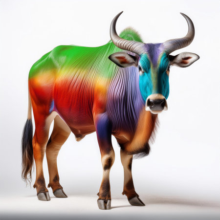 Banteng or Red Bull isolated on white background with clipping pathの素材