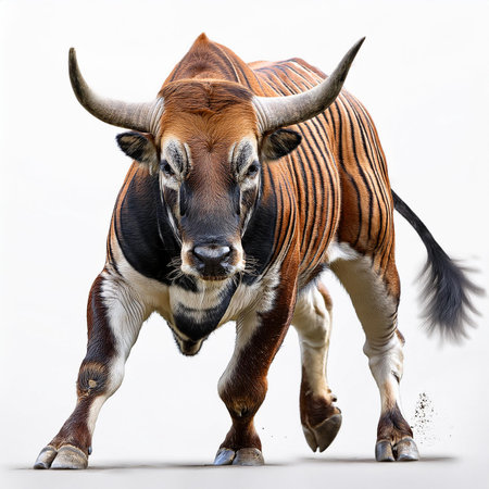 Banteng or Red Bull (Banteng) isolated on white backgroundの素材