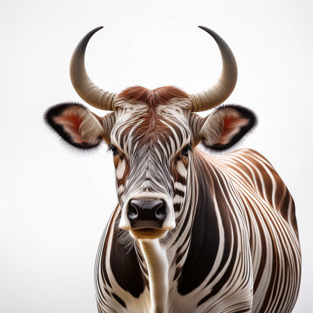 Portrait of a Zebra on a white background. Isolatedの素材