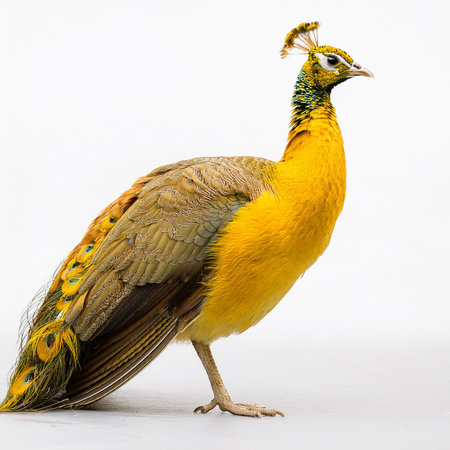 Beautiful peacock isolated on white background. (Pavo cristatus)の素材