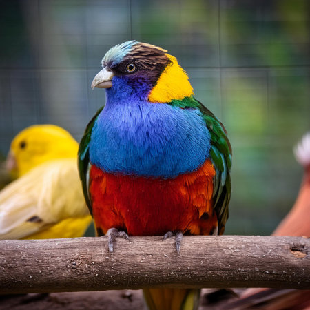 Portrait of a colorful bird in the aviary at the zooの素材