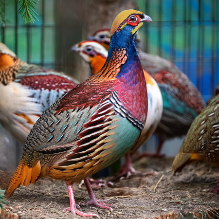 Colorful pheasant in a cage at the zoo. Thailandの素材