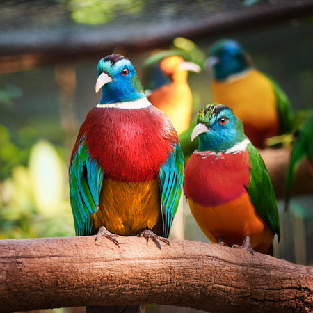 Colorful birds in the cage. Colorful birds in the cage.の素材