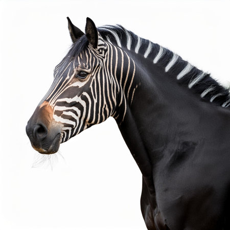 Portrait of a zebra on a white background. Isolatedの素材