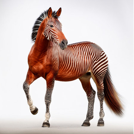 Portrait of a zebra isolated on a white studio background.の素材
