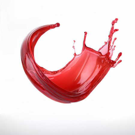 red wine splashing isolated on white background. 3d rendering.の素材