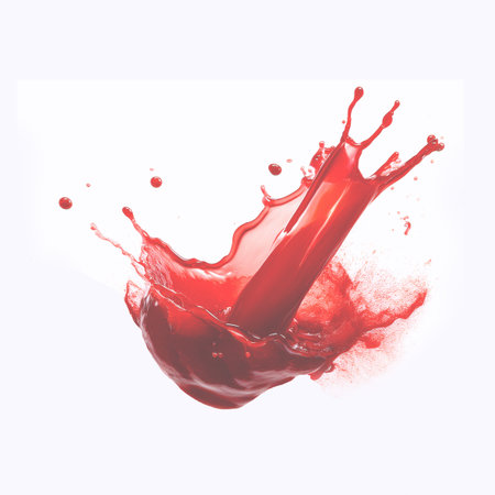splash of red paint isolated on white background. 3d renderingの素材