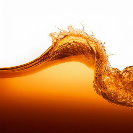 Orange water splash isolated on white background. 3d render illustration.の素材