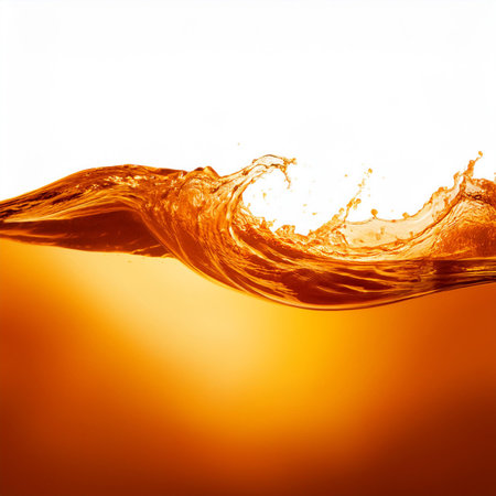 orange water splash isolated on white background with clipping path and copy spaceの素材