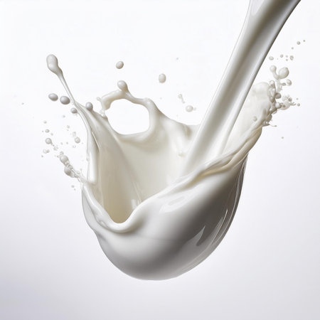 pouring milk splash isolated on white background,3d rendering.の素材
