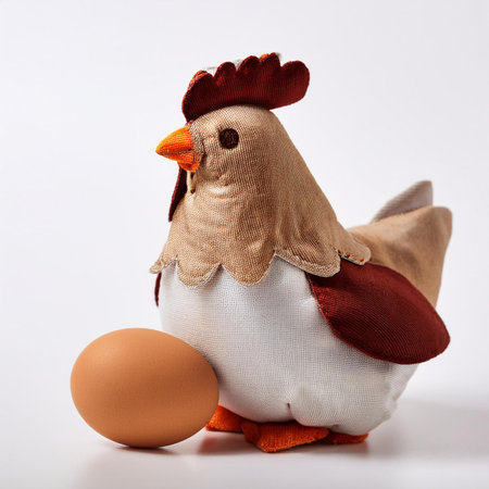 Easter chicken with egg on a white background. Easter concept.の素材