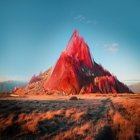 Fantasy landscape. Mountain range. Artistic style post processed photo.の素材