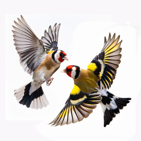 Goldfinch (Carduelis carduelis) in flightの素材