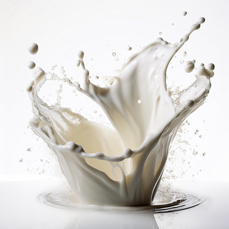 Splash of milk isolated on white background. 3d rendering.の素材