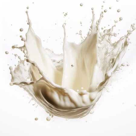 Milk splash isolated on white background. 3d render illustration.の素材