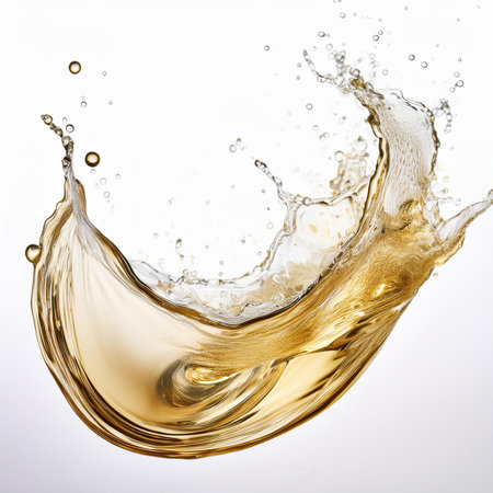 splash of white wine isolated on white background. studio shot.の素材