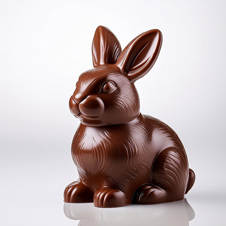 Chocolate Easter bunny on a white background. 3d rendering.の素材