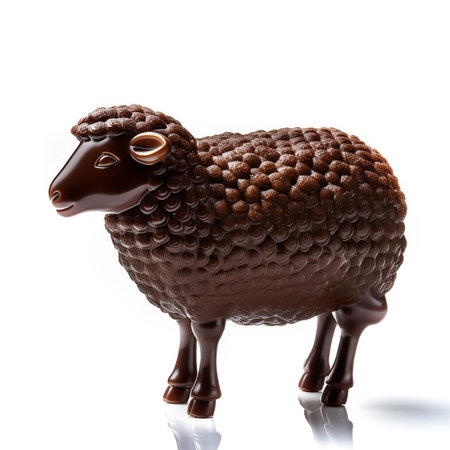 Chocolate sheep isolated on white background. 3D illustration. Clipping Pathの素材