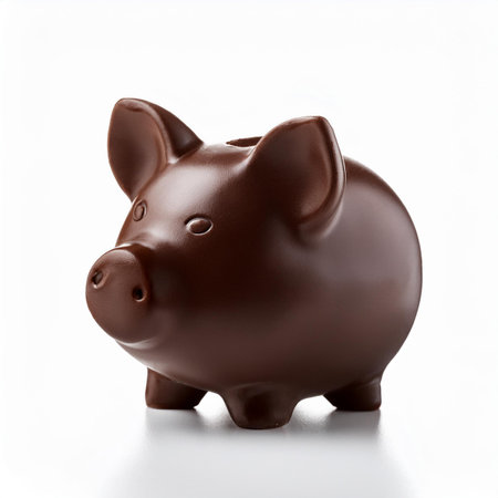 Piggy bank isolated on white background, clipping path included.の素材